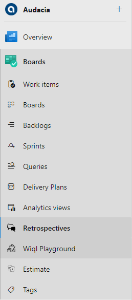 Retrospectives extension menu item screenshot